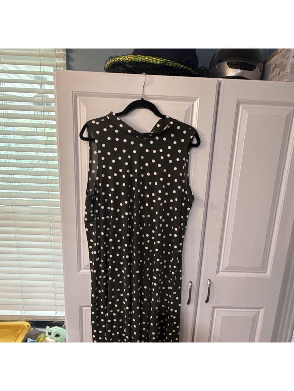 Signature By Robbie Bee Dark Green And Polka Dot Dress Size XL